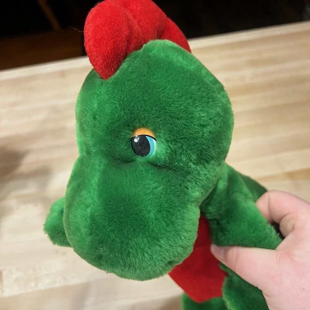 Fine Toy Company Vintage Green & Red Dinosaur‎ Plush, 16
